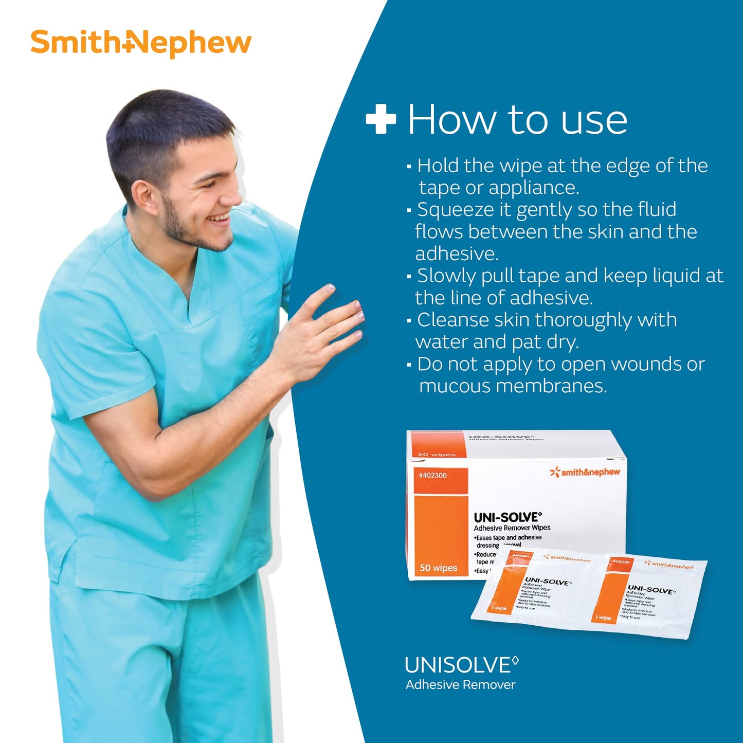 Uni Solve 402300 Adhesive Remover Wipe, Pack of 50