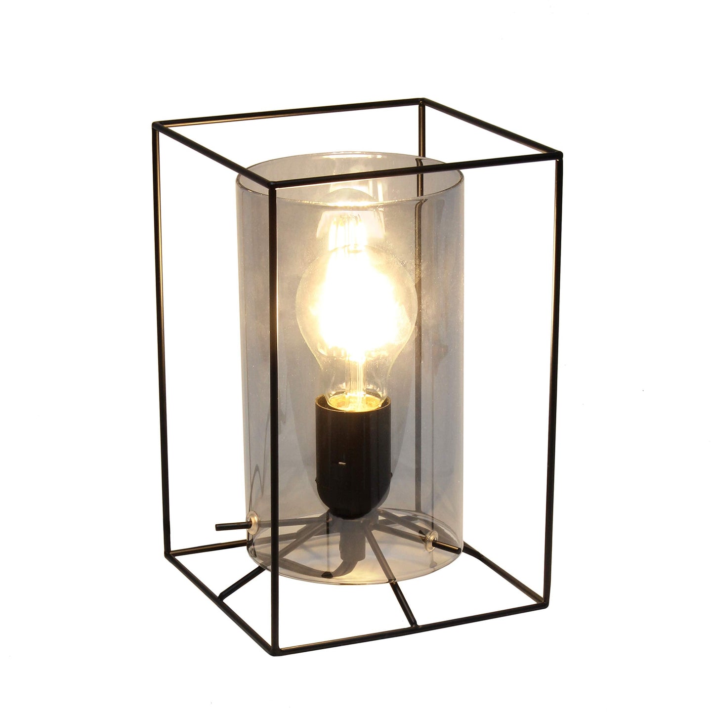 Elegant Designs Small Table Lamp, Black & Smoke, Metal, Model LT2069-SMK