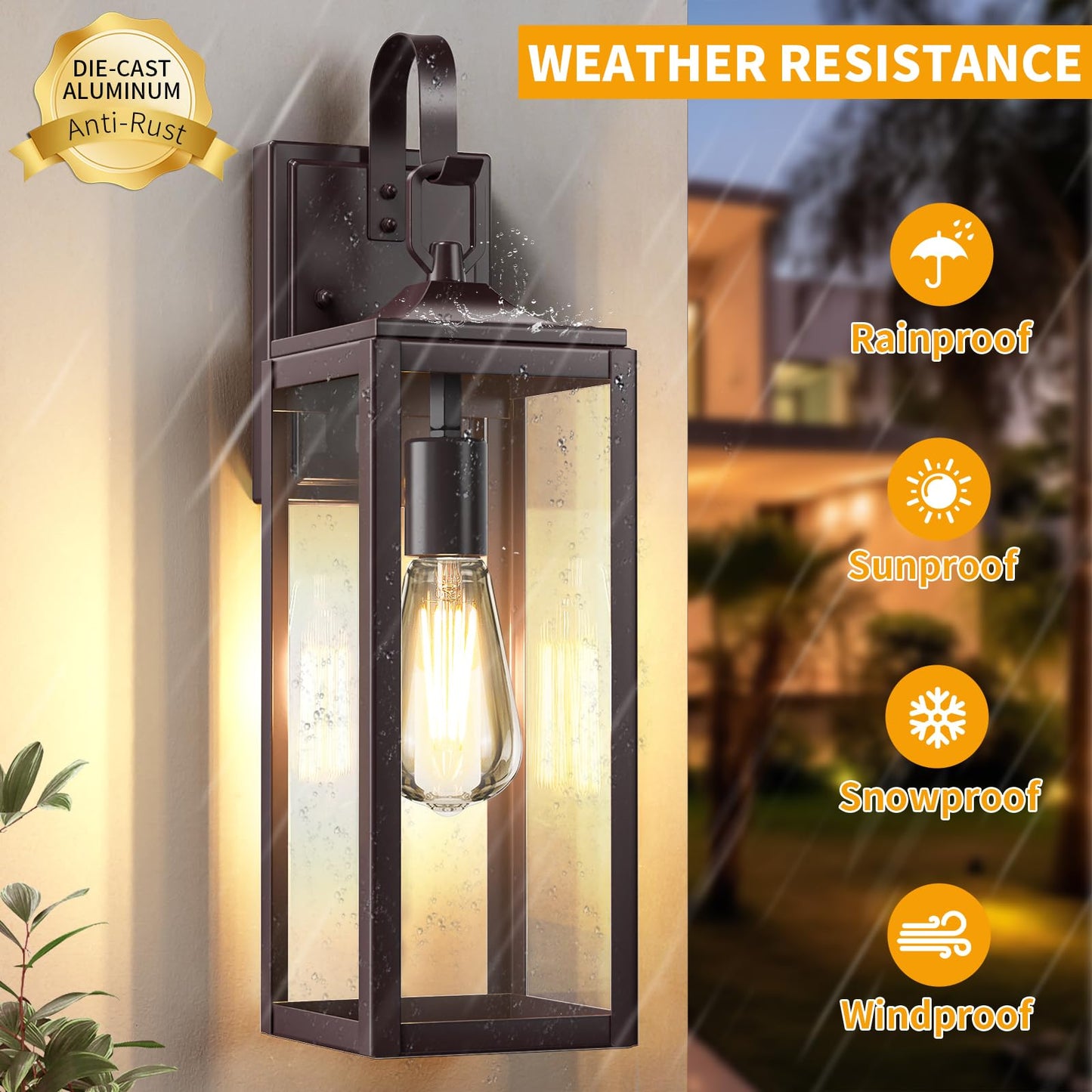 18 Large Outdoor Wall Lights 2 Packs  Modern Brown Exterior Lighting Fixtures  Waterproof Outdoor Sconces Porch Light For House Wall Mount  Farmhouse Wall Lanterns For Front Door  Garage