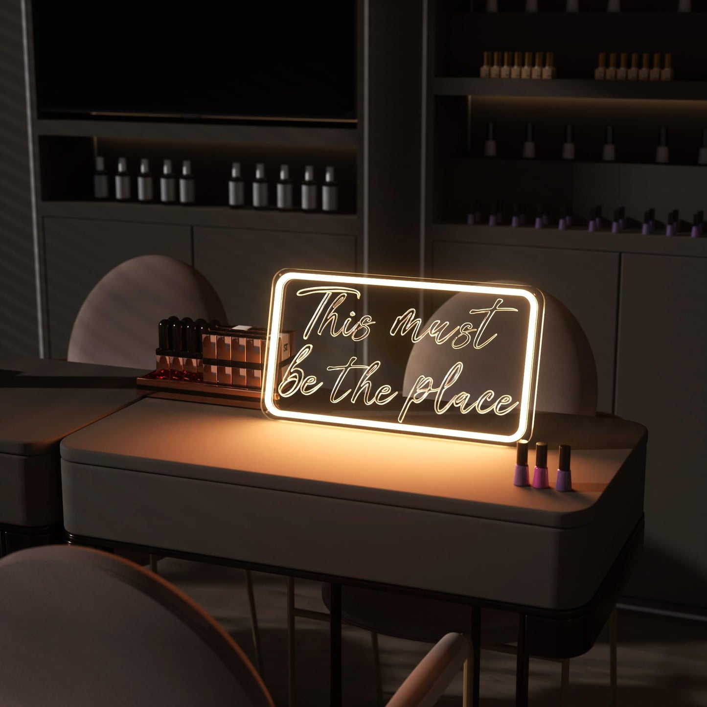 welltodo LED Neon Sign - This Must Be The Place, Dimmable, USB Powered, Acrylic, 15.95 x 8.75 inches, Warm White