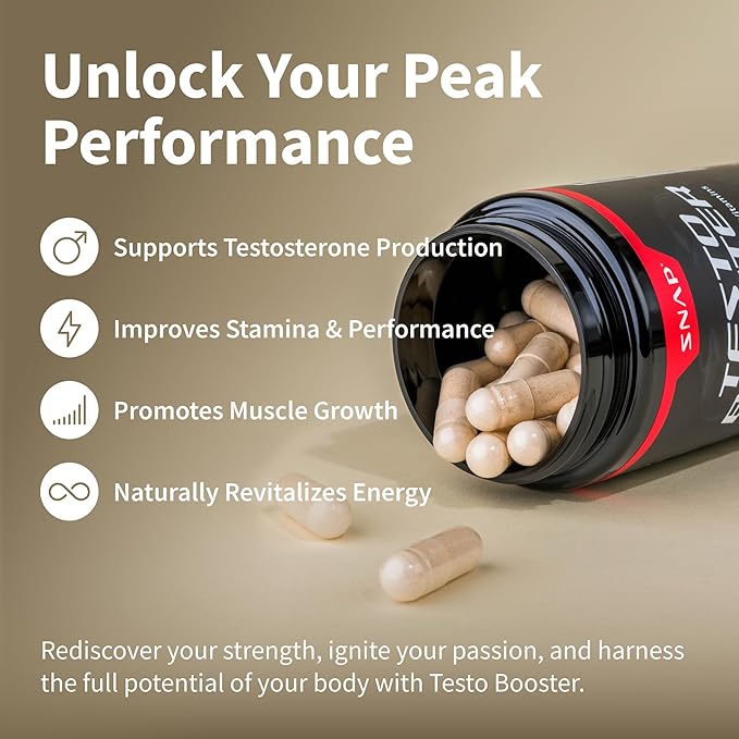 Snap Testosterone Booster for Men - Promotes Muscle Growth, Booster for Men, Enhancing Natural Energy, Stamina and Strength, 90 Capsules