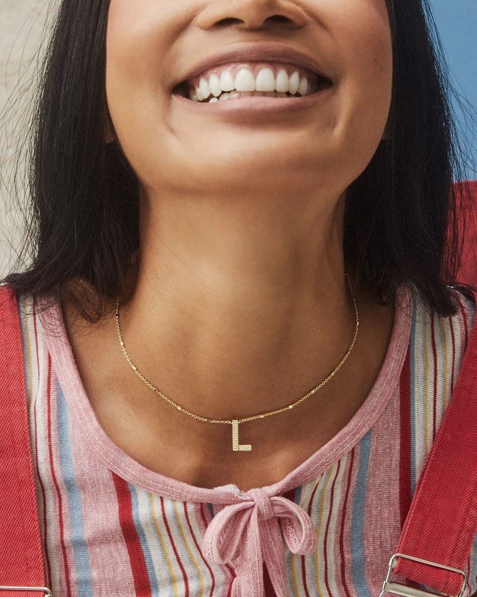 Kendra Scott Letter L Pendant Necklace for Women, Fashion Jewelry, 14k Gold-Plated Brass, Gold Metal, Letter L