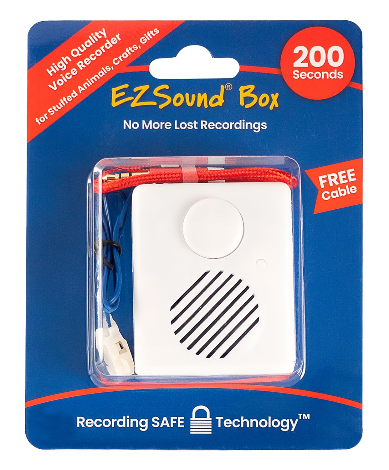 Ezsound Box - 10 Inch Extension Play Button For Stuffed Animals, Craft Projects, School Presentations, Hobbies, Personalized Ite