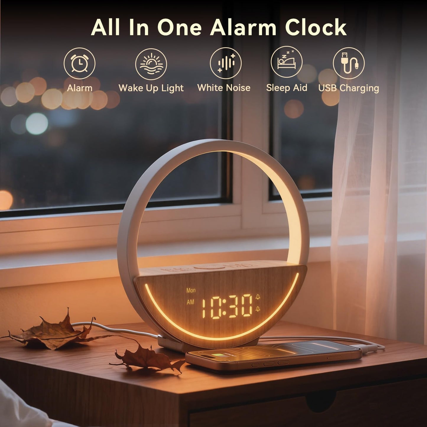 Vivilumens Sunrise Alarm Clock for Heavy Sleepers - Wake Up Light with Dawn Simulation, 20 Sleep Sounds, Dual Alarms Weekdays & Weekends, Sleep Aid, Touch Control Night Light, Ideal for Gifts