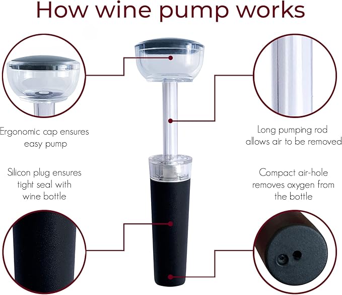 TenTen Labs Premium Wine Aerator Pourer and Wine Pump Stopper (2-pack) - Bottle Stopper - Gift Box Included