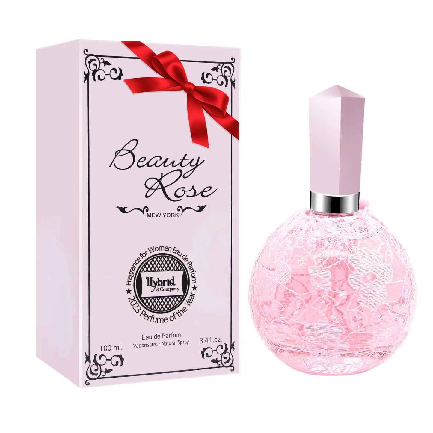 Hybrid & Company Beauty Rose Eau De Parfum Natural Spray Fresh Floral Scent, 3.4 Fl Oz
