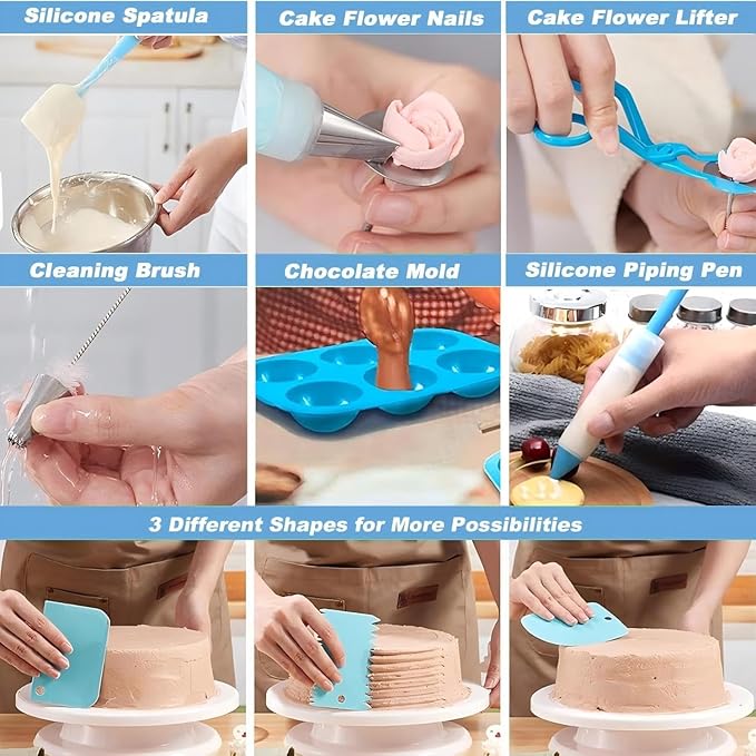 Cake Decorating Tools Supplies Kit: 274pcs Baking Accessories with Storage Case - Piping Bags and Icing Tips Set - Cupcake Cookie Frosting Fondant Bakery Set for Adults Beginners or Professional