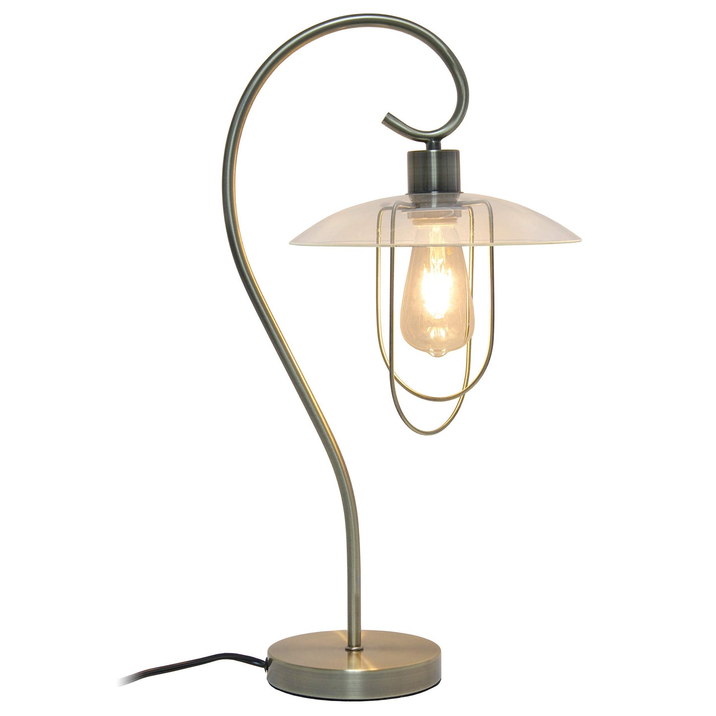 LALIA HOME Modern Metal Scroll Table Lamp, Antique Brass, Iron, Model LHT-4000