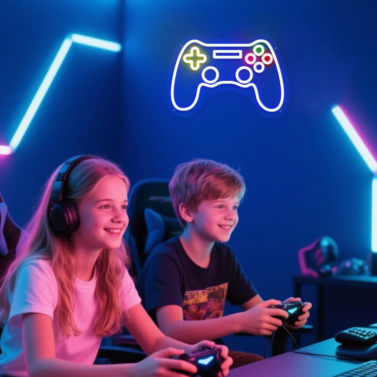 Gamer Neon Sign-Game Led Sign For Teen Boy Gamepad Shaped Signs Light For Gamer Room Bedroom Wall Decor Gifts