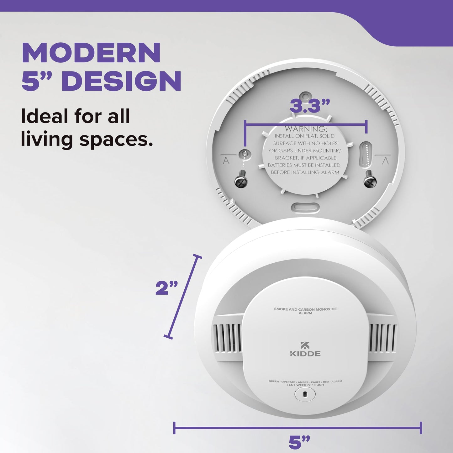 Kidde Smoke & Carbon Monoxide Detector, AA Battery Powered, Voice Alerts, LED Warning Light Indicators, 30CUDR-V