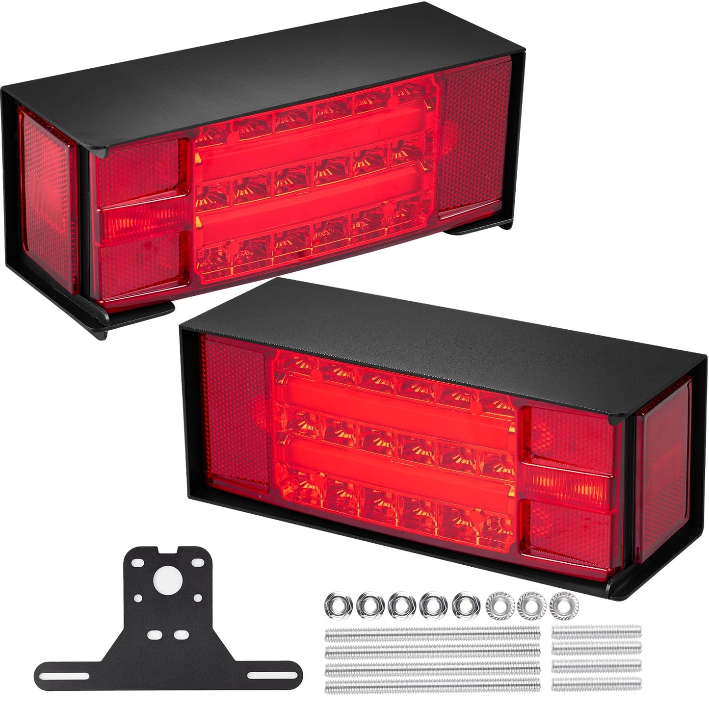 Hifybaty LED Trailer Lights Kit - Submersible Rectangular Tail Lights for Boat Trailer RV Truck - Model HF-TL_Square_01 - Red