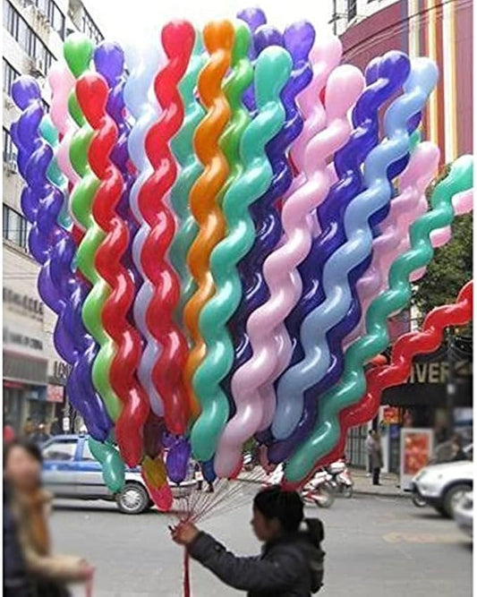 Spiral Latex Balloons, Multicolor Party Decorations, Assorted Colors, Twist Shape 100 pcs for Children's Birthday Decorati...