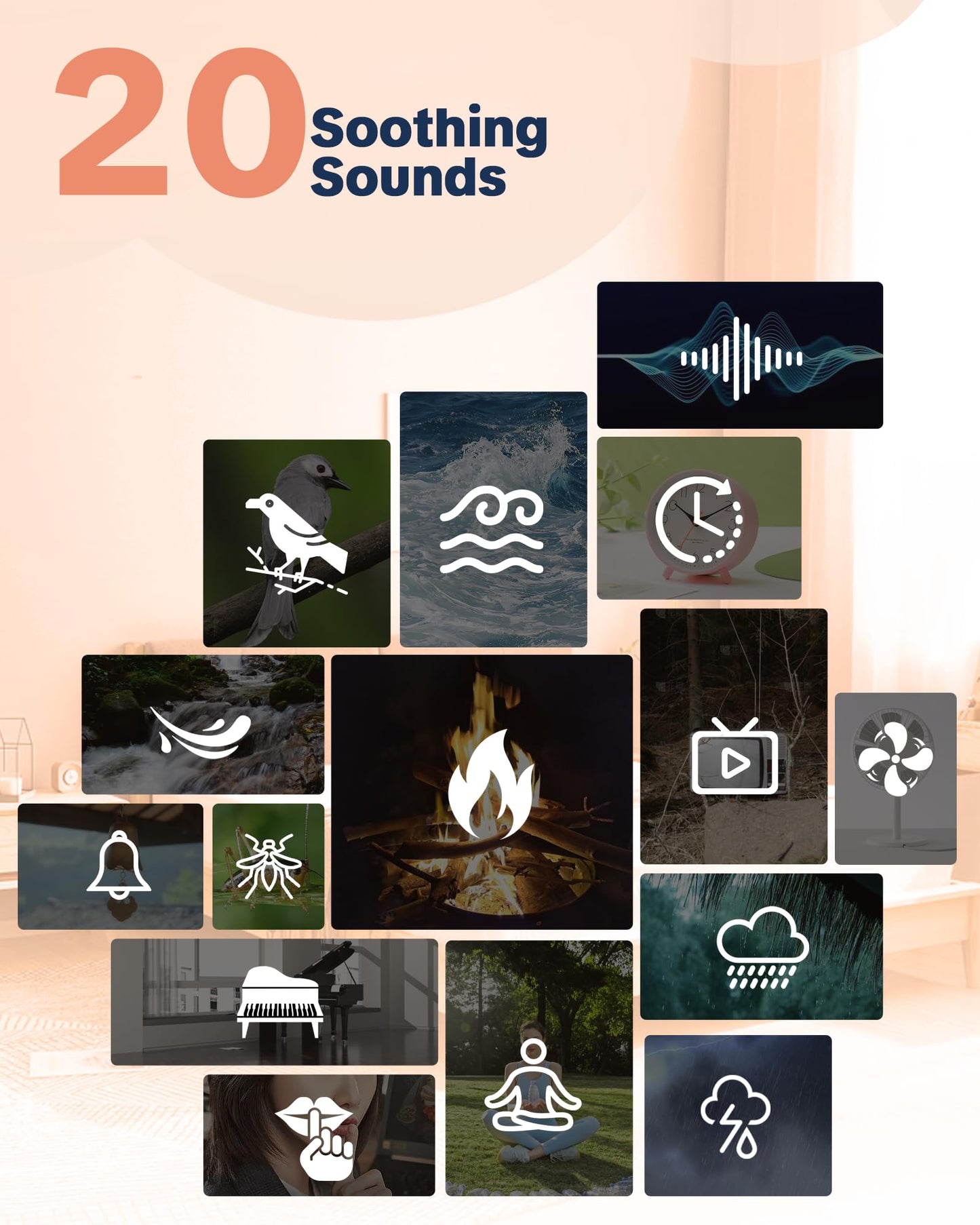 Travel White Noise Sound Machine 20 Sounds, Portable Sound Machine for Adults Sleep, Mini Sleep Aid with Adjustable Volume, 3 Timers, Colorful Night Light, Rechargeable for Baby, Home, Registry Gift