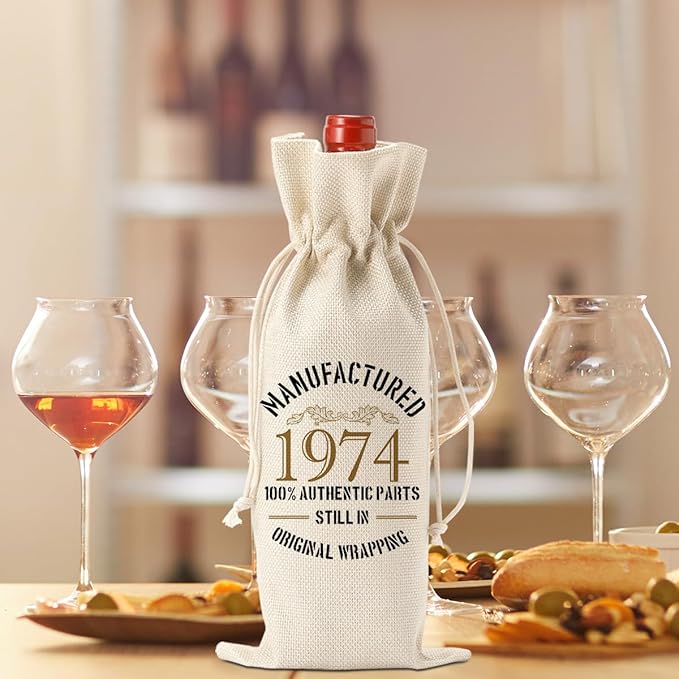50th Birthday Gifts for Her Him Funny Wine Bag 50th Birthday Decorations Party Favors Anniversary Retirement 50 Year Old Gifts for Women Men Grandpa Wife Husband Grandma Wine Gift Bag