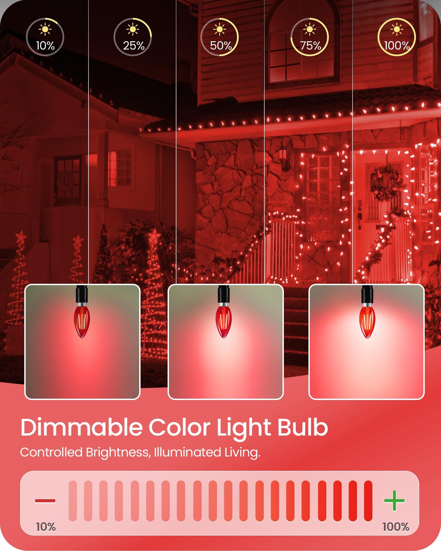 Goebleson Red E12 Led Light Bulbs  C35 5W (60W Equivalent) Glass Dimmable Chandelier Bulbs  Decorative Lighting For Christmas  Halloween  Party  Holiday Decoration  6 Pack R2C3P605