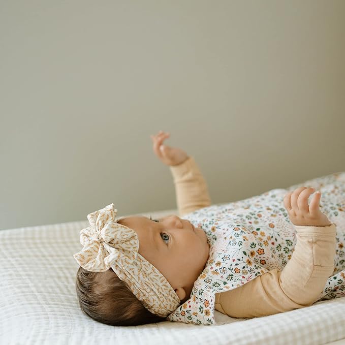 Little Unicorn Premium Changing Pad Cover | Extra Soft & Breathable Muslin Fabric (Tan Gingham)