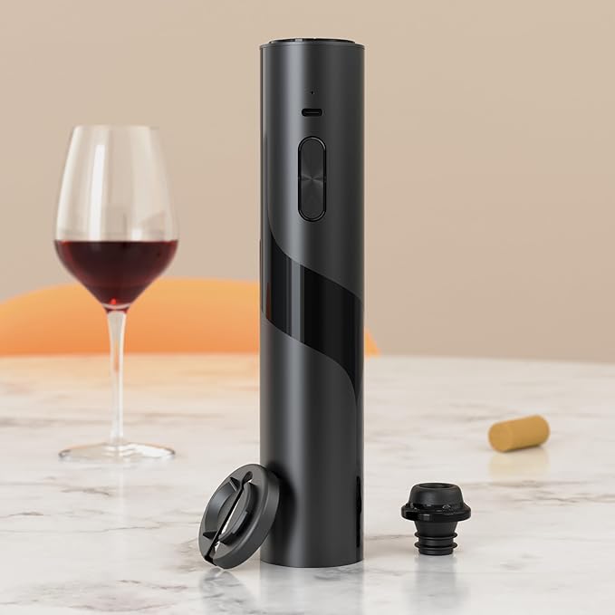 Electric Wine Opener Wine Preserver 2-in-1, Wine Opener Electric Corkscrow at BOTTOM + Vacuum Wine Preserver Pump at TOP | Automatic Wine Opener & Wine Saver COMBINED, Nice Home Gifts