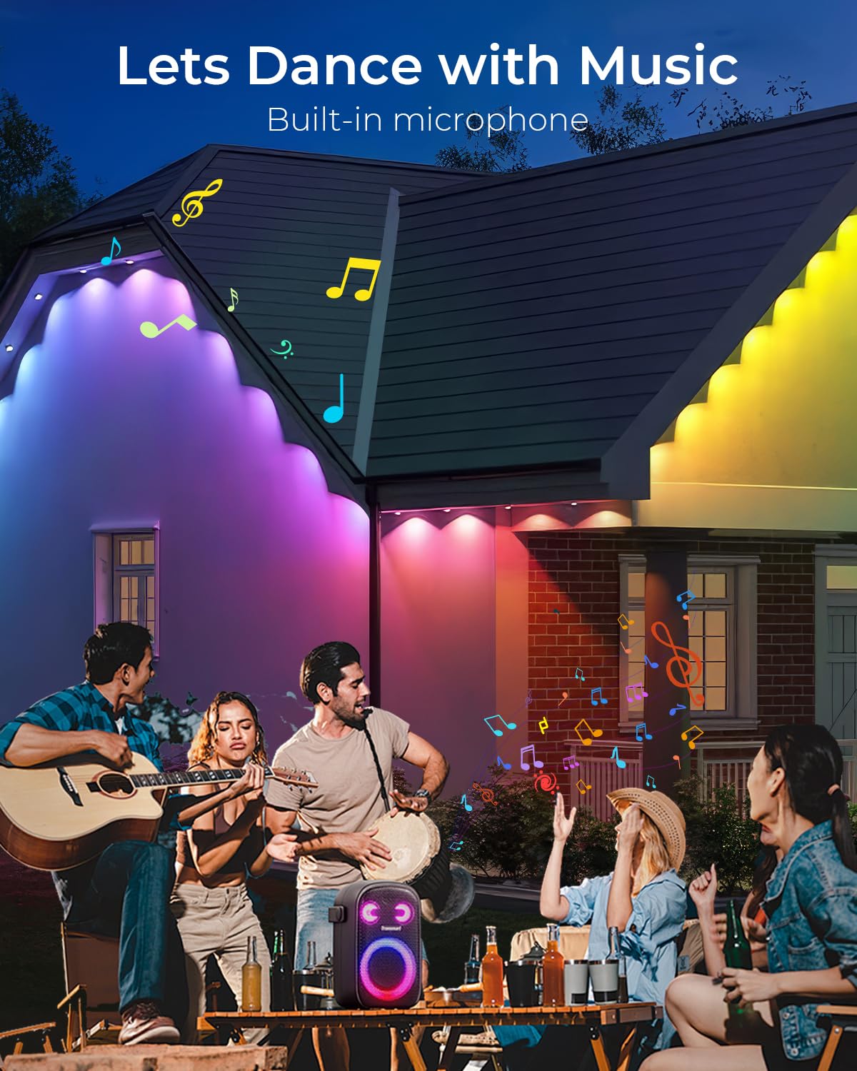 Cinoton Permanent Outdoor Lights Pro 200Ft  Smart Rgbcw Eaves Lights With 120 Leds  Ip67 Waterproof  111 Scene Modes For Daily And Festival  Halloween Christmas Holiday Decor  App/Voice/Remote Control