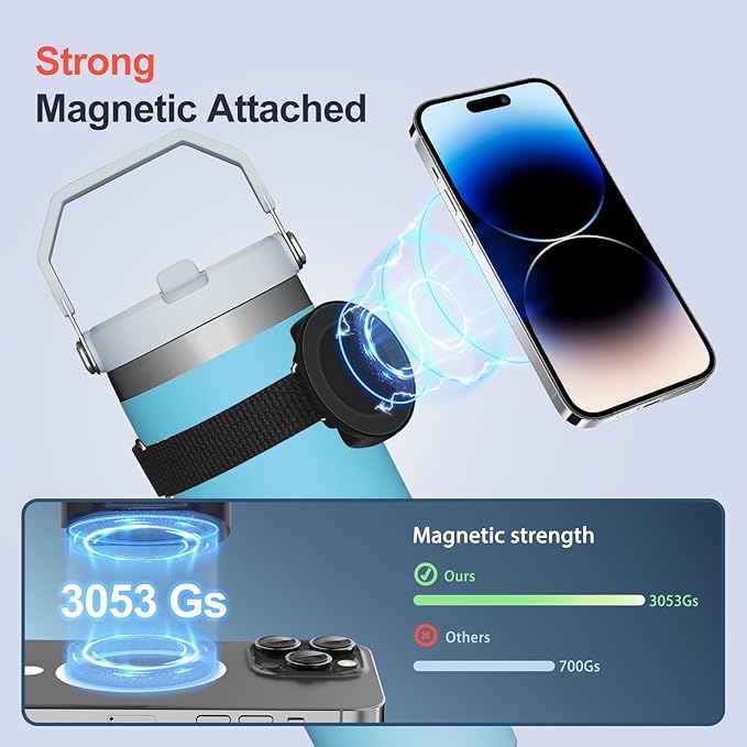 SHANSHUI Stanley Phone Holder Strap, Adjustable Strap for Watter Bottle Compatible with Magsafe for iPhone & AirPods, Stanley Cup Accessories