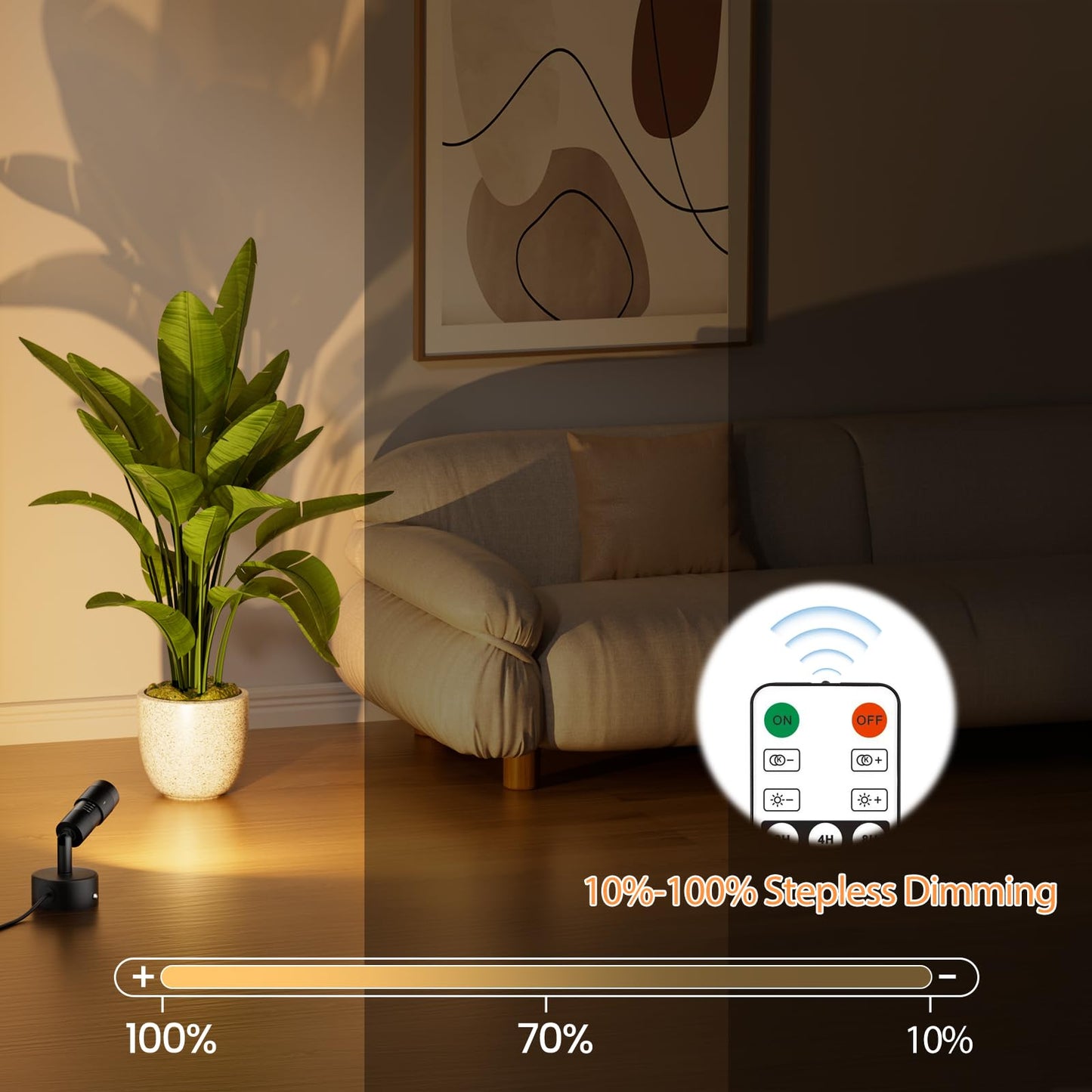 Tuyubee Muti-Color Zoomable Led Spot Lights Indoor Uplighting With Remote & Timer  5W Up Lights Indoor Dimmable Plant Spotlight Uplights Accent Lighting  Floor Spotlight Lamp 2 Pack Black