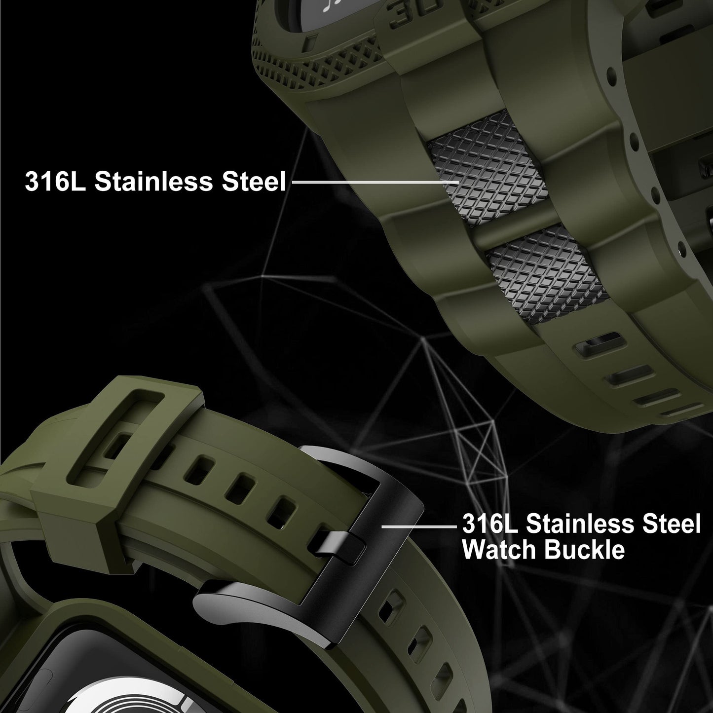 Gelishi Bands Compatible For Apple Watch Band 45Mm 44Mm 42Mm, Men Sport Rugged Band With Protective Case For Watch Series 9 8 7/