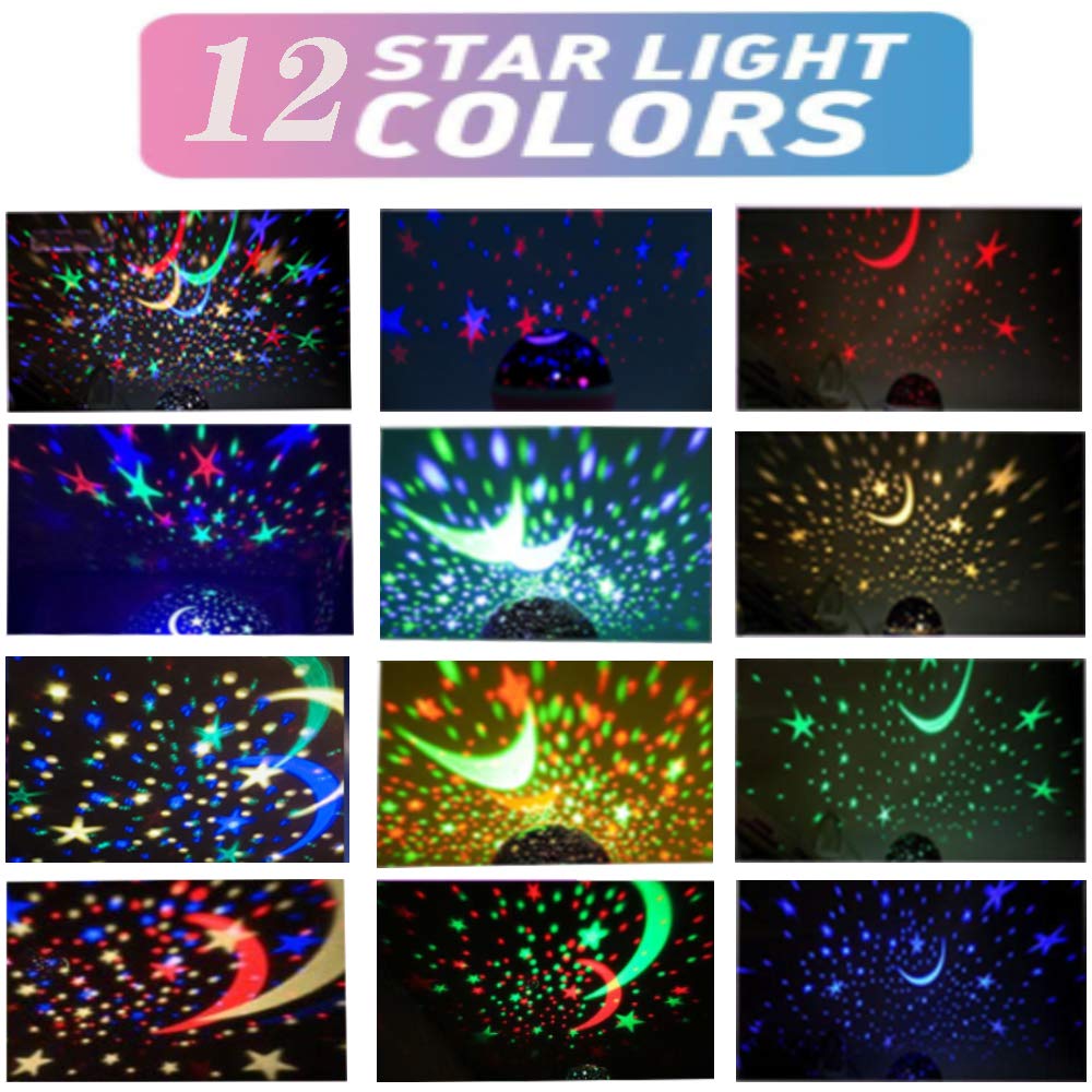 Borelor Star Night Light Projector, 12 Color Modes, 360° Rotating, USB Cable, Black, Model 178, 1 Count