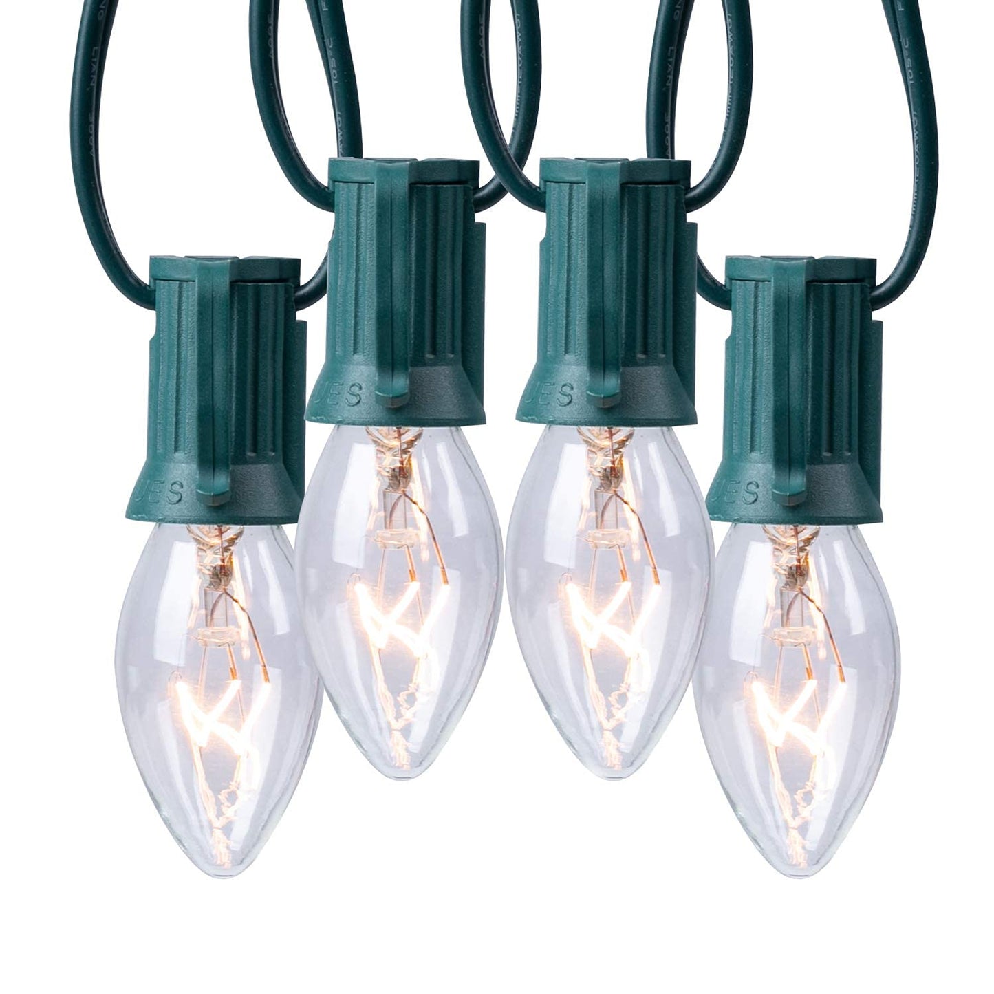 Minetom C9 Clear Christmas String Lights, 25FT Green Wire, Outdoor Decor, Polycarbonate Material, Model GYPI-O257AU