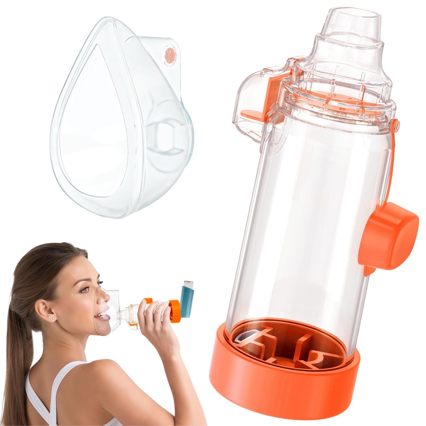 Ramixi Adult & Kids Inhaler Spacer - Orange, Compatible with OTC MDIs