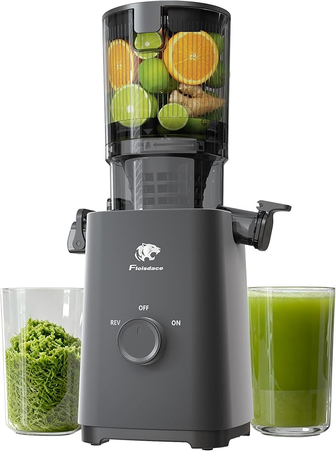 T33 Cold Press Juicer Machines, 5.3" Large Feed Chute Slow Masticating Juicer, Powerful AC Brushless Motor Fit Whole Fruits & Vegetable, 99% Juice Yield, Ultra Quiet, Easy Clean