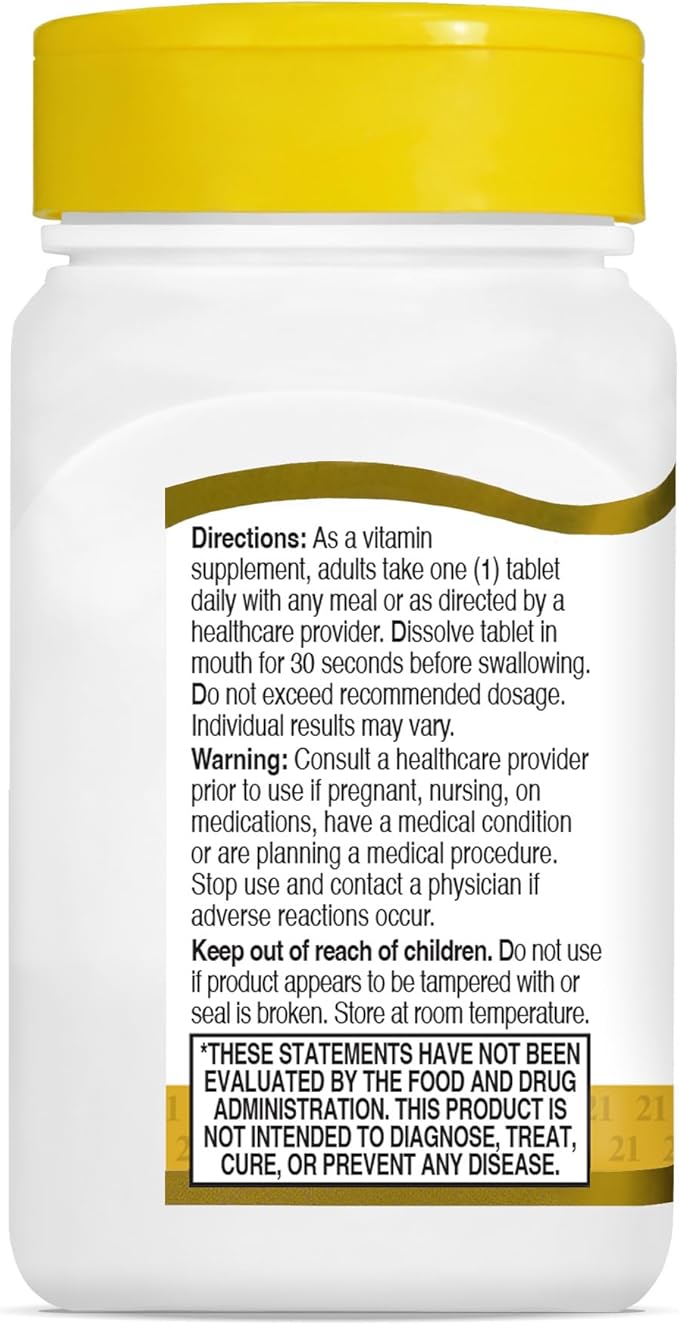 21st Century B-12 5000 mcg, 110 Cherry Flavored Sublingual Tablets, 110 Count