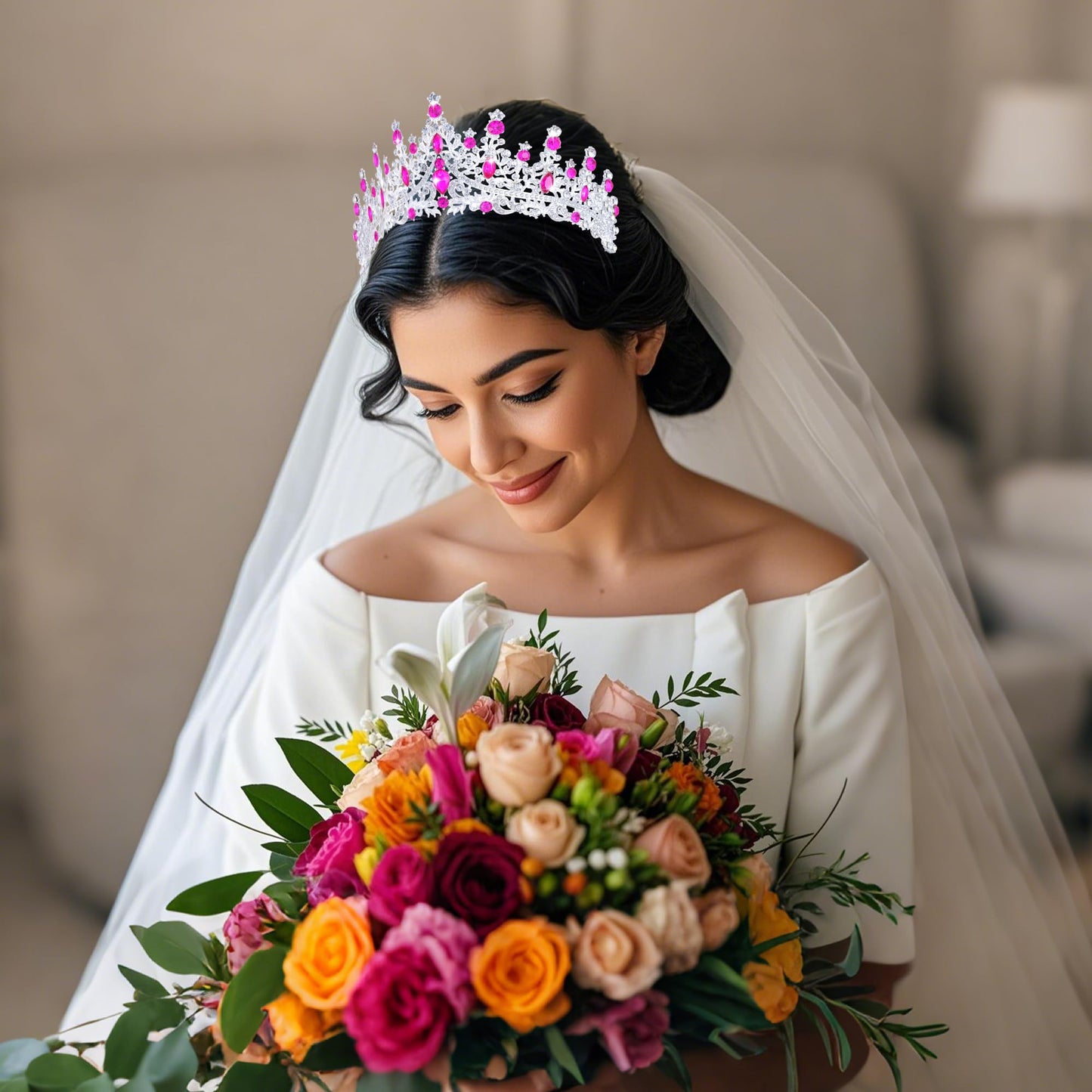 Kamirola Crystal Crowns and Tiaras Headband for Girl or Women Birthday Party Wedding Prom Bridal Halloween Christmas (TR19), M,