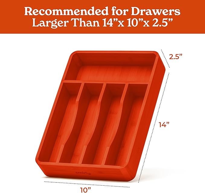 SMIRLY Silverware Drawer Organizer – Bamboo Kitchen Drawer Organizer, Adjustable Utensil Holder and Cutlery Tray, Drawer Dividers for Flatware and Kitchen Utensils