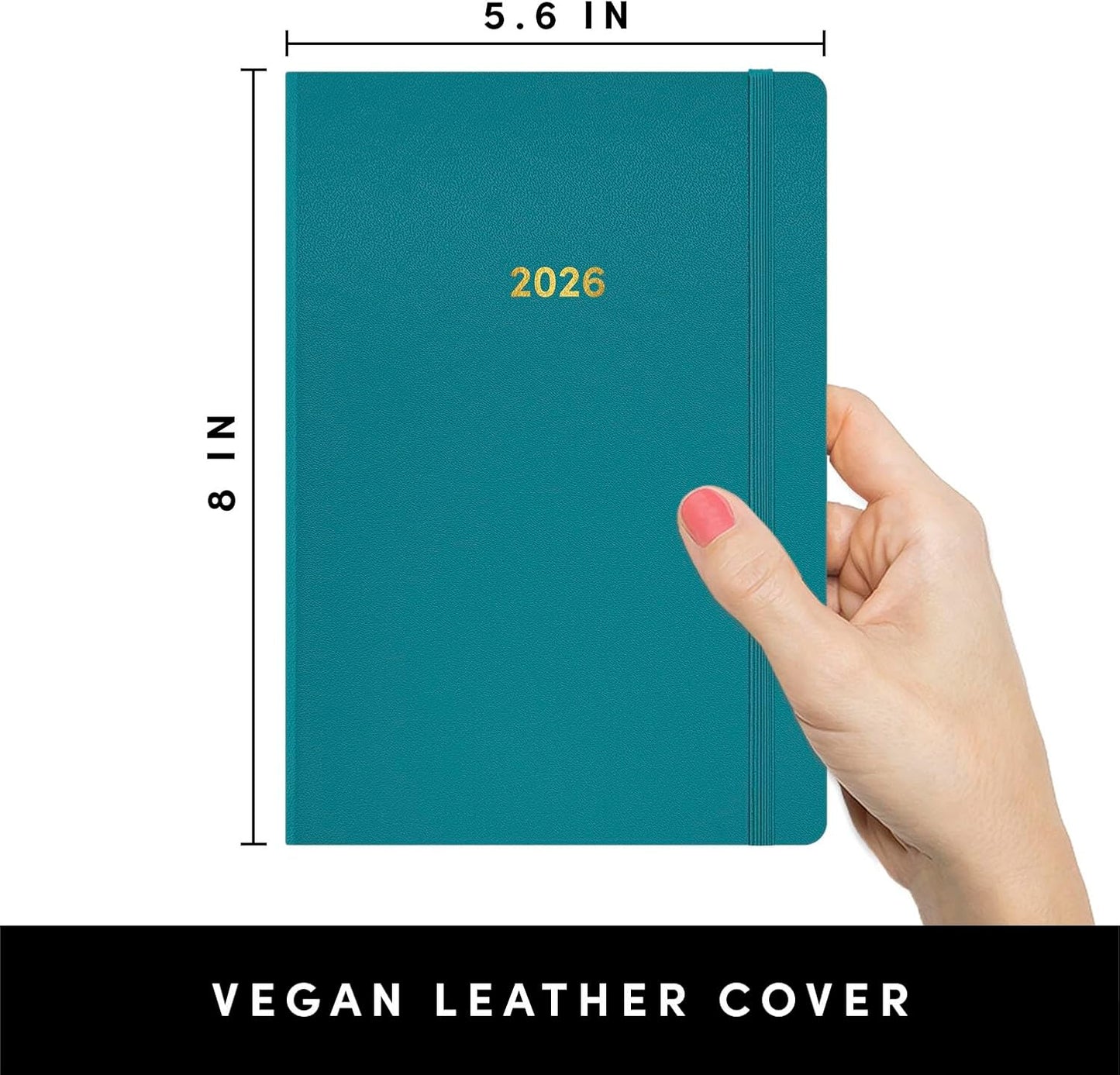 PAPERAGE 2026 Weekly & Monthly Planner, 12 Months (January 2026 - December 2026), 5.6 in x 8 in, Hardcover 2026 Planner with Weekly & Monthly Spreads, Note Pages, Stickers & Back Pocket – Turquoise