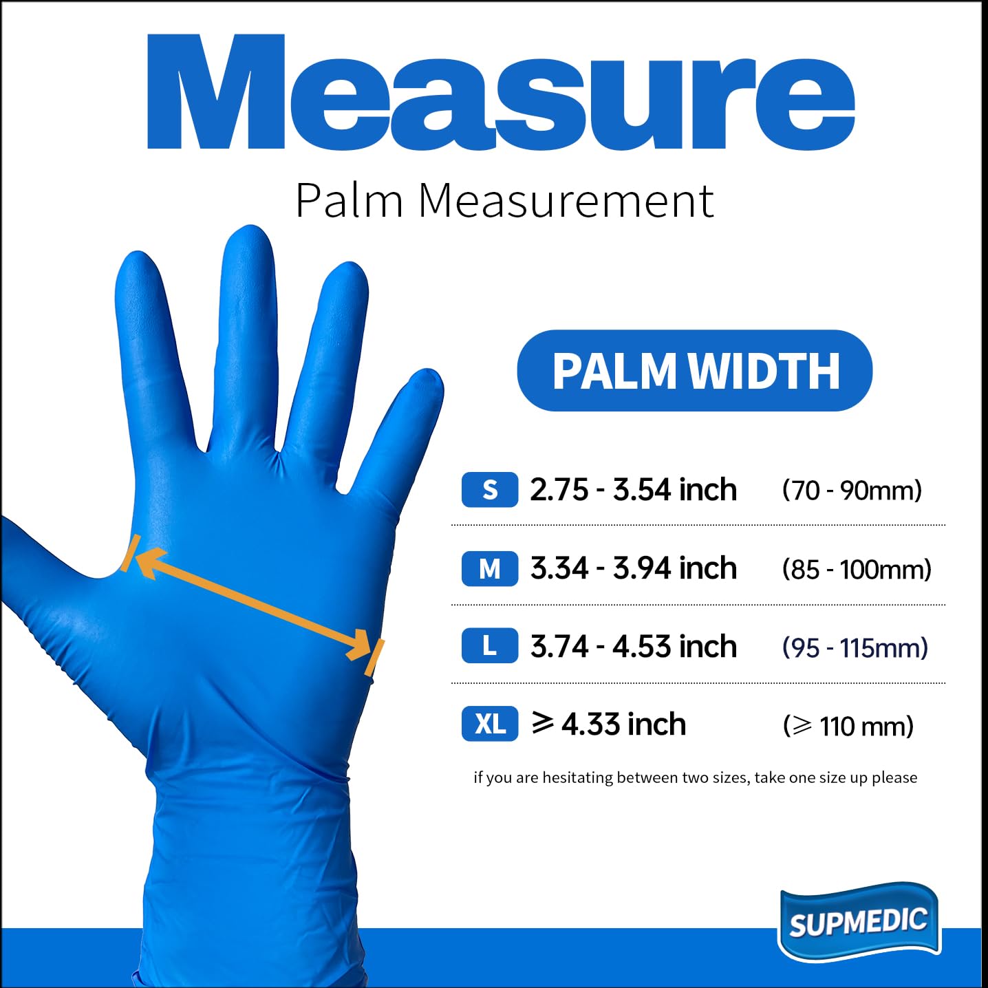 Supmedic Blue Nitrile Exam Gloves, 5 mil Powder-Free Chemo-Rated Food Safe Disposable Medical Glove, 100 Pcs (Medium)