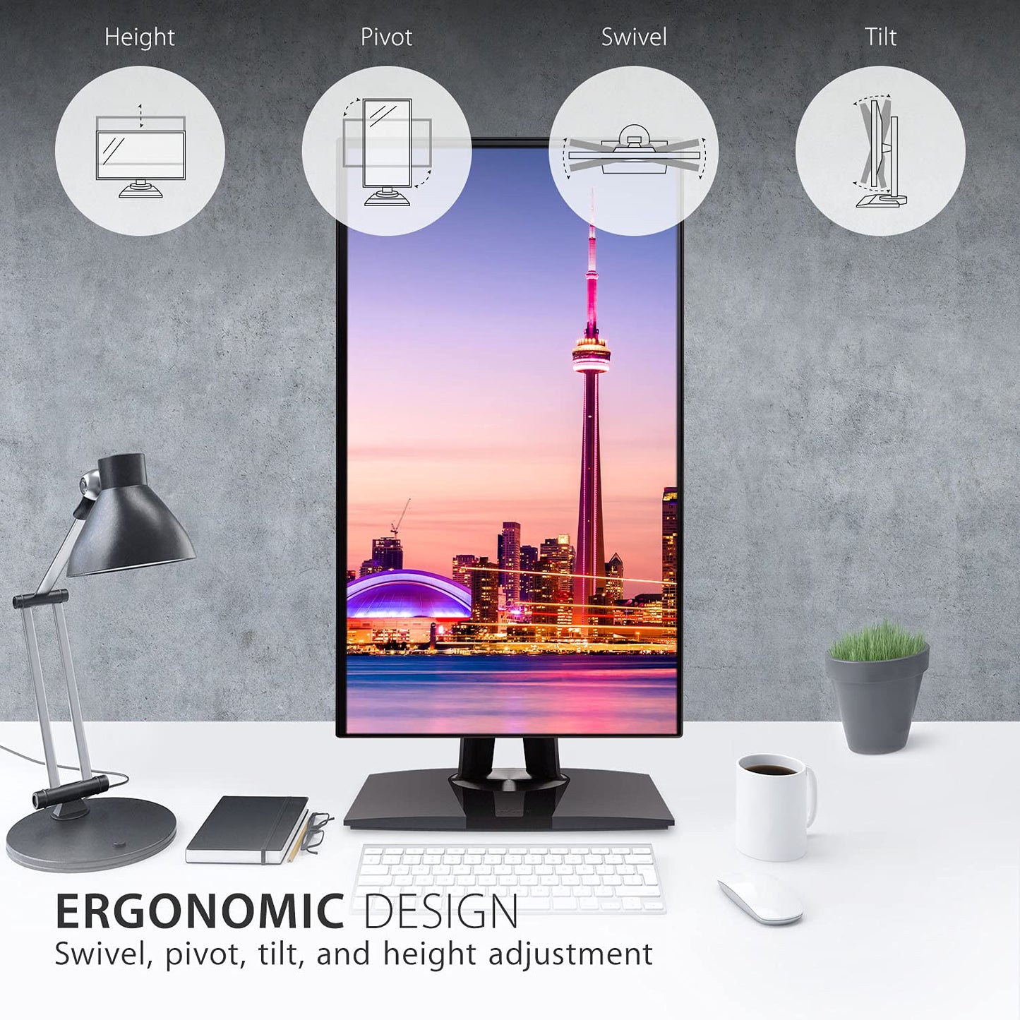 Viewsonic Vp2468A 24-Inch Ips 1080P Monitor With Advanced Ergonomics, 100% Srgb Rec 709, 14-Bit 3D Lut, Eye Care, 65W Usb C, Rj4