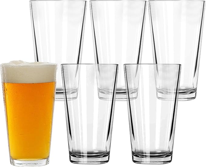 Pint Glasses Set of 6 - 16 oz Drinking Glasses Made for Cold Beverages - 16 oz Mixing Glass & Highball Set of 6 for Homes,...