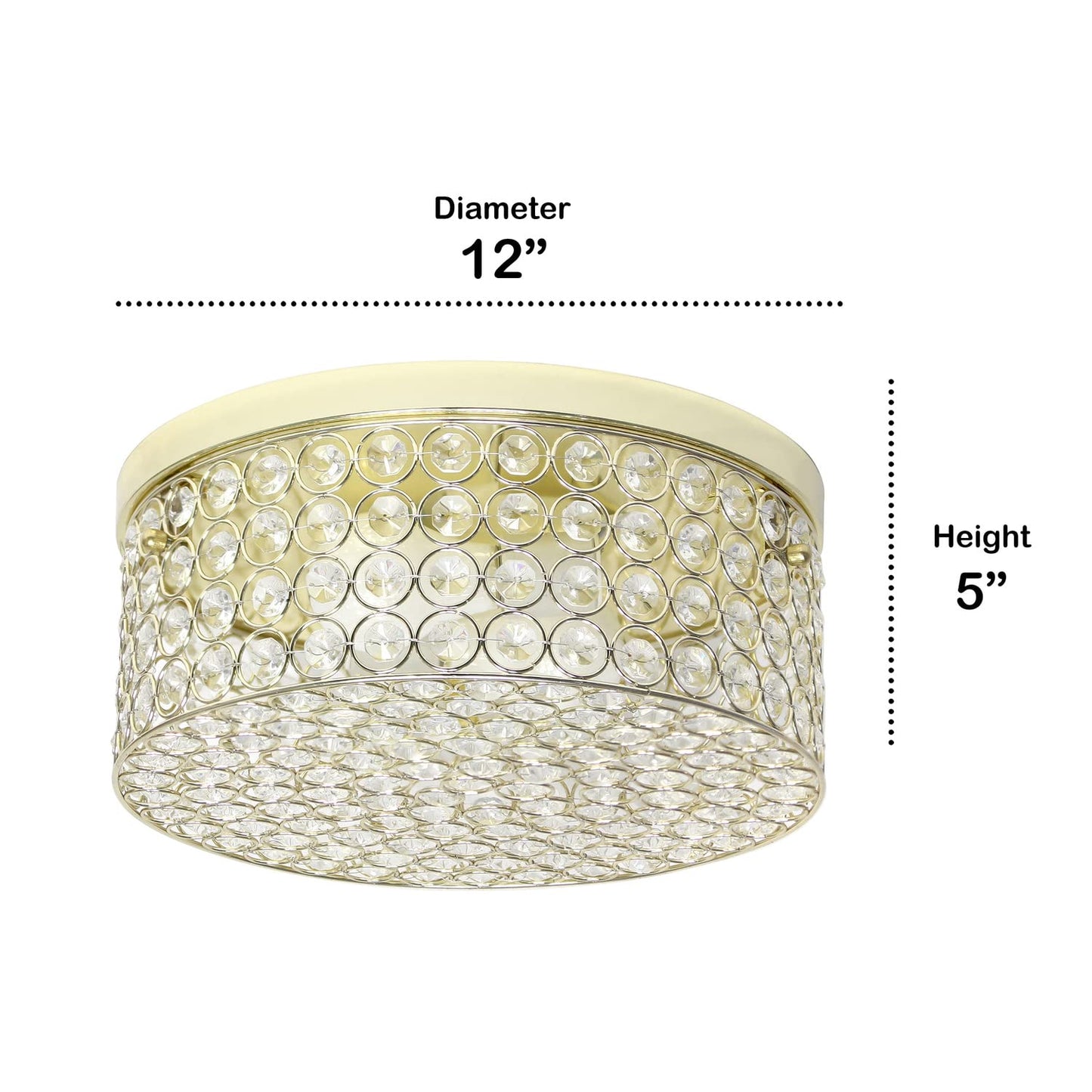 LALIA HOME Glam 2-Light Flush Mount, 12 Inch Round, Metal, Gold, Model LHM-2003-GL