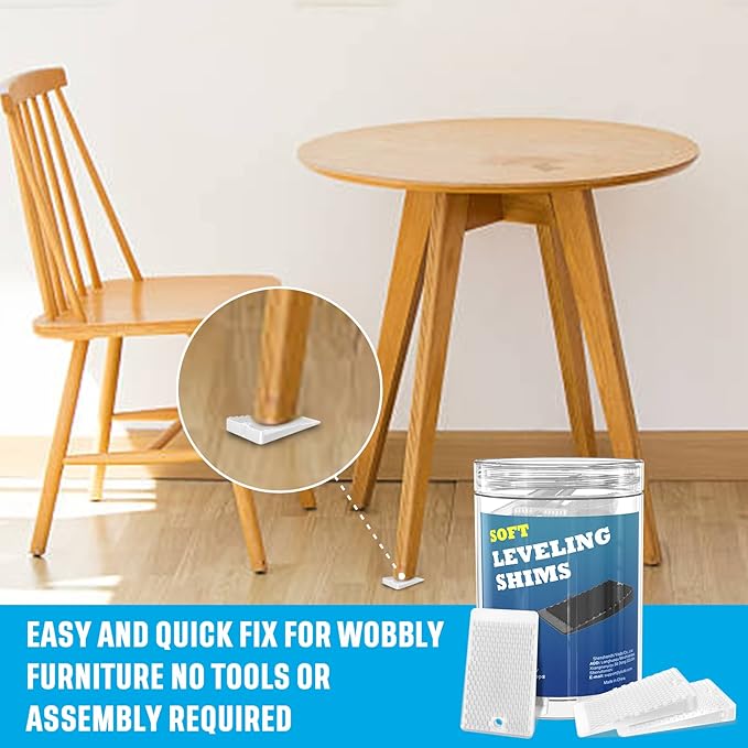 Furniture Levelers, 80 Piece Jar, Plastic Shims for Leveling, Black Rubber Wedge for Table Toilet Refrigerator Piano, Small Shims for Home Improvement and Work (80pcs- Clear)