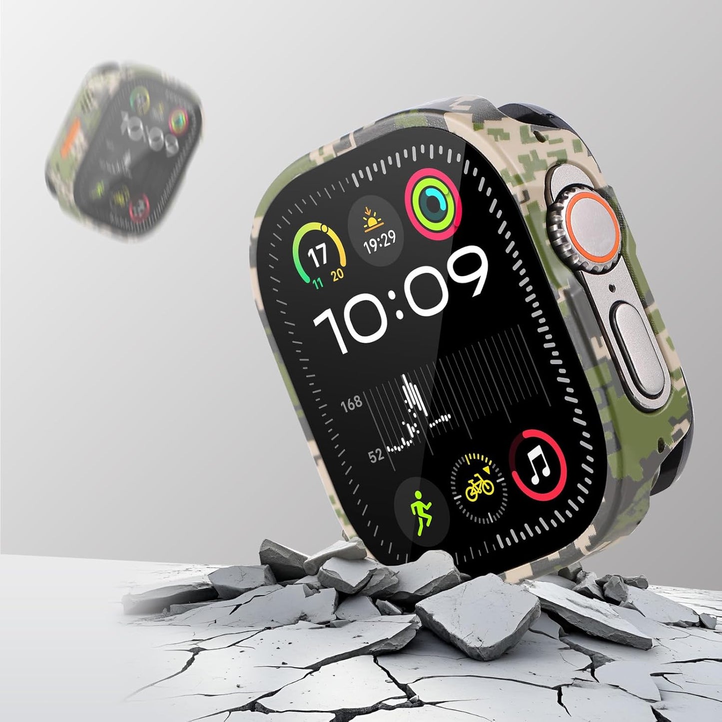for 49mm Apple Watch Ultra 3/2/1 Bumper Case with Screen Protector Tempered Glass, and Ceramic Like Back Cover for iWatch, Straight Edge Ultra Thin Lightweight Protective Cover