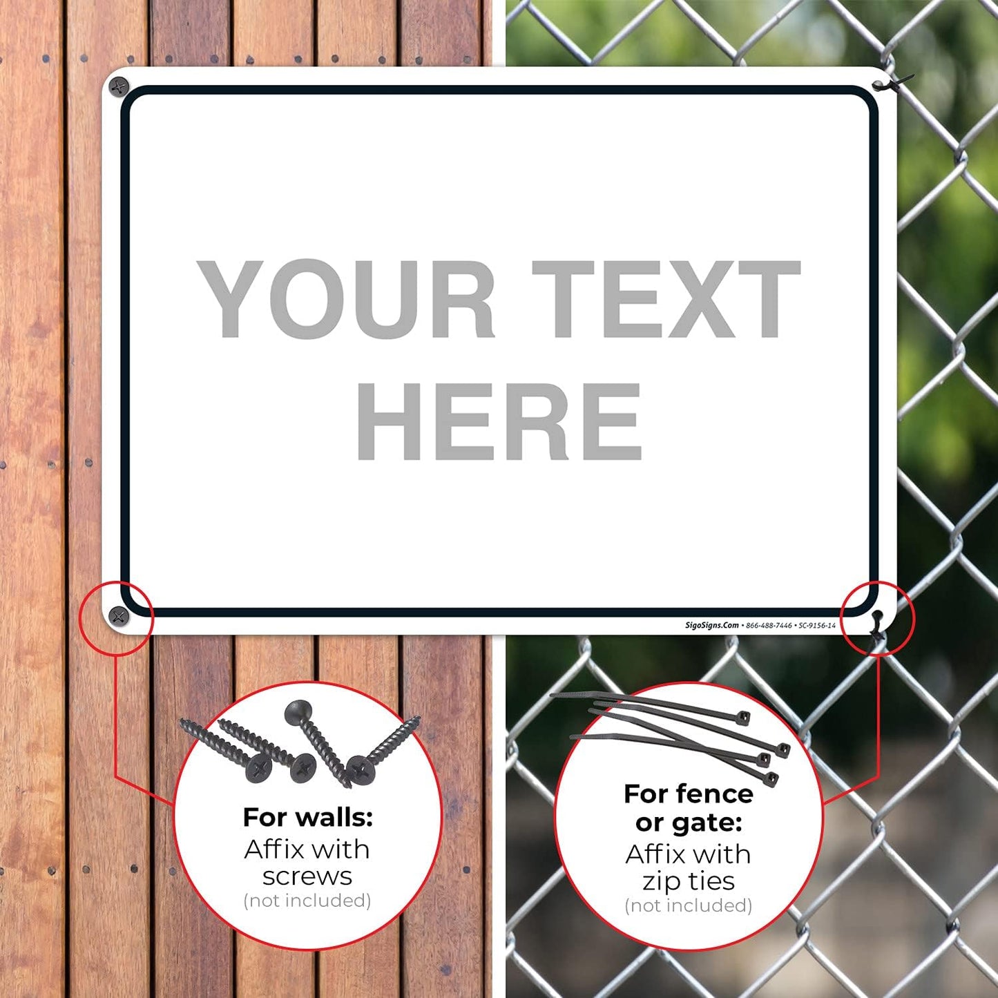 Custom Sign, Personalized Metal Signs, Customize for Office, Business, Home, Workplace, Airbnb, Delivery Signs, 10x14 Inches, Rust Free .040 Aluminum, Fade Resistant, Made in USA by Sigo Signs