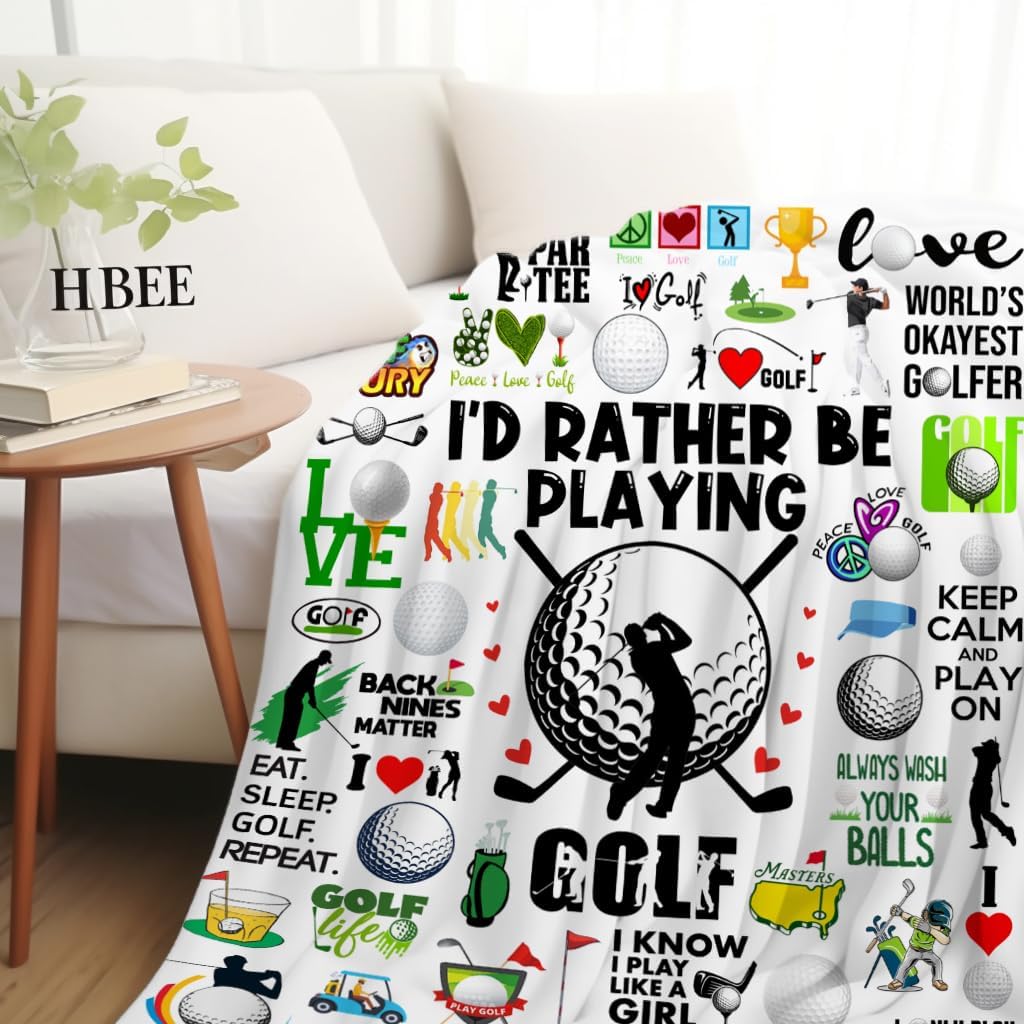 Golf Blanket Gifts Merch for Men Women Soft Flannel Golfing Theme Decor Blanket Bedding Gifts for Golf Lovers Boys Girls Men Women 60"X50"