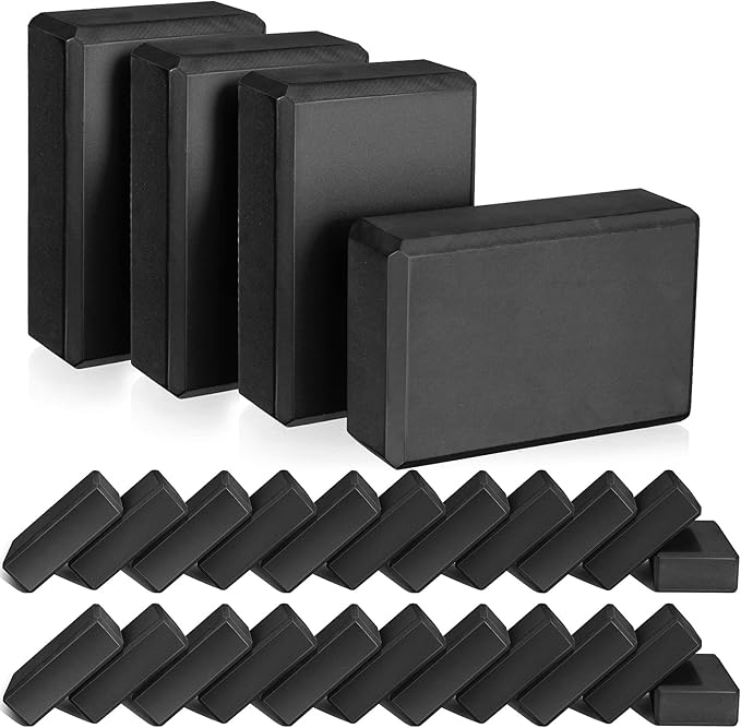 Lenwen 30 Pieces Black Yoga Blocks 9'' x 6'' x 3'' EVA Foam Non Slip High Density Dance for Stretching Pilates Meditation ...