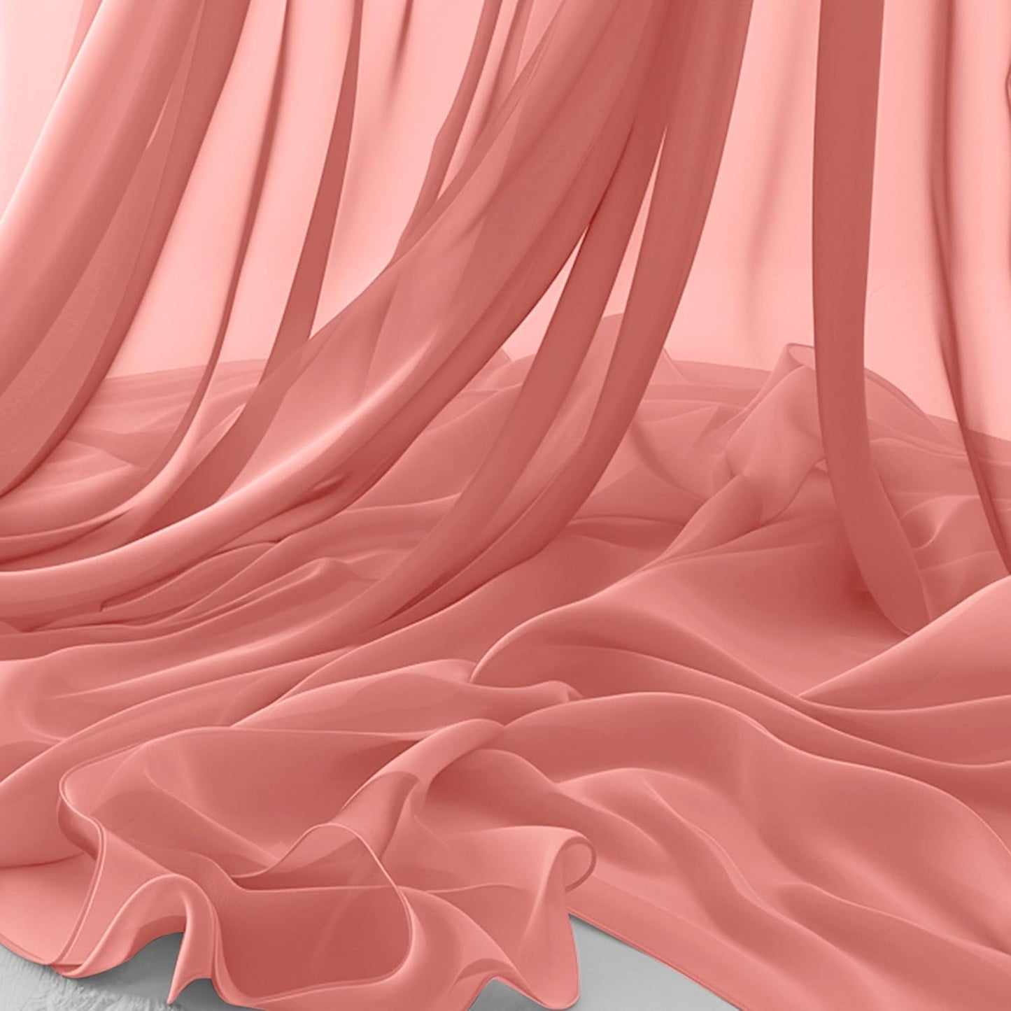 Horbaunal Rose Gold Chiffon Fabric by The Yard, 1 Yard Continuous Sheer Fabric 59" Wide Soft Draping Fabric for Wedding Arch Draping Party Backdrop DIY Sewing