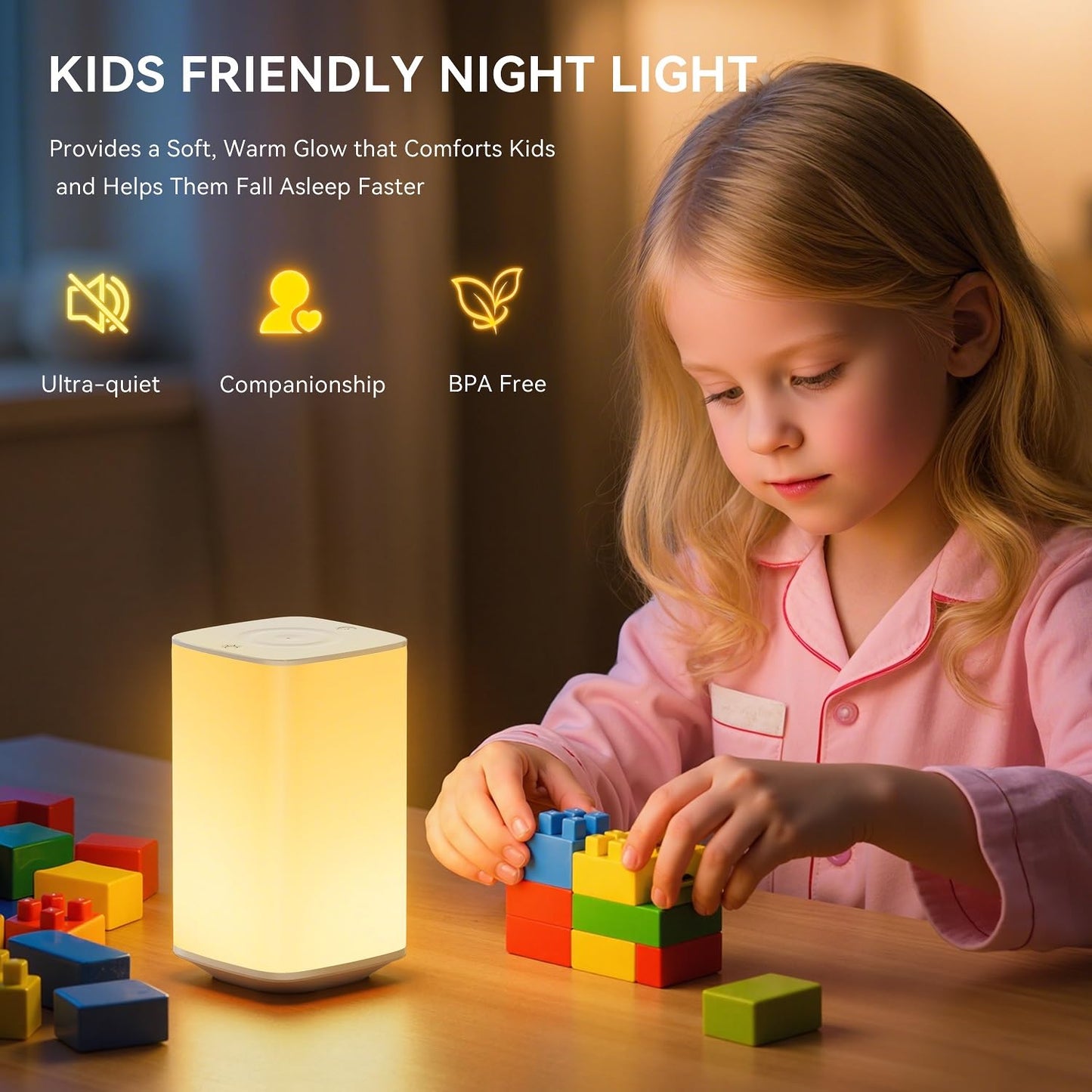 Auxmir Portable Night Light, LED Stepless Dimming, 256 RGB Colors, 4000mAh Rechargeable, Model S580, White