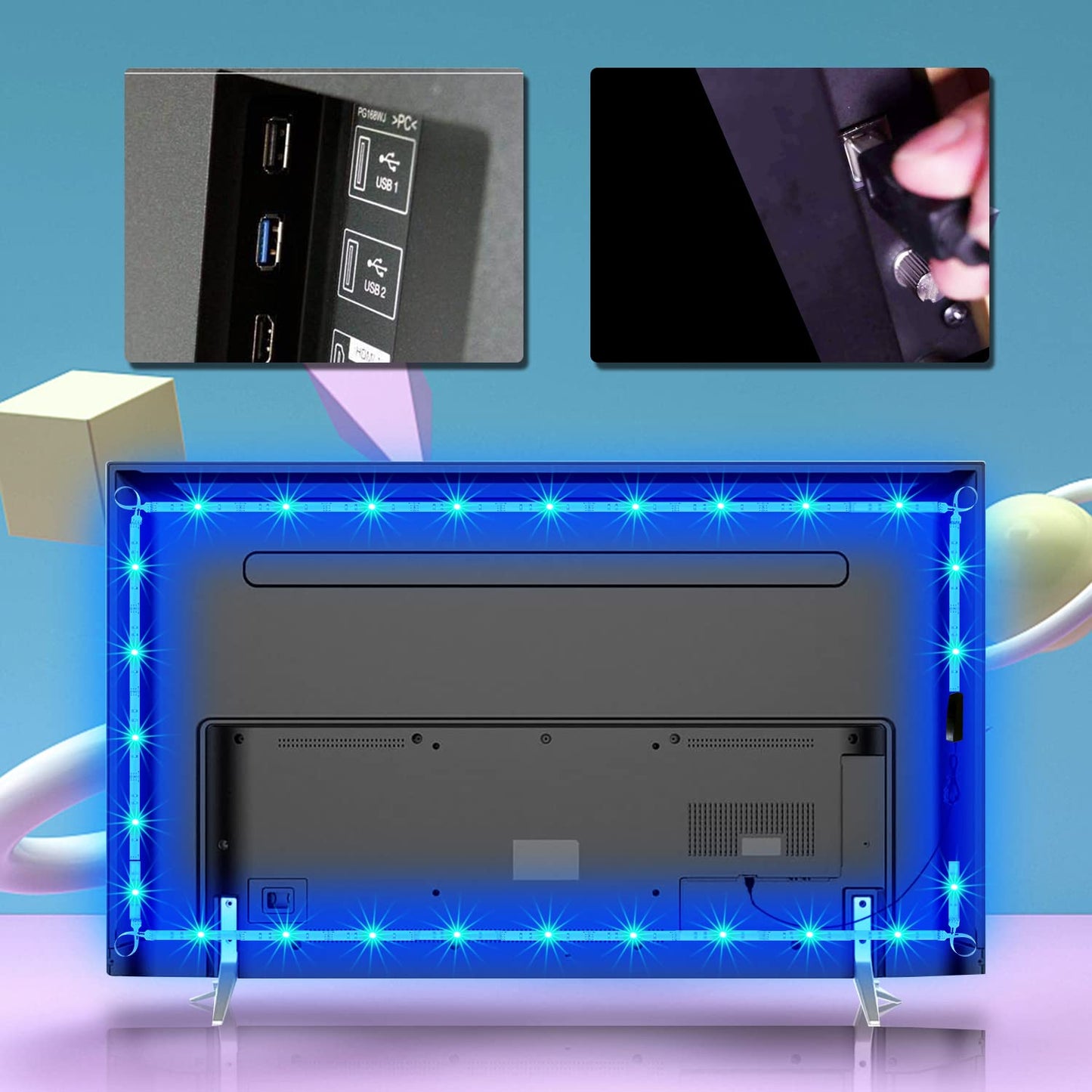 dalattin LED Strip Lights for TV, 15FT RGB Color Changing Backlight, Music Sync, USB Powered, Bluetooth App & Remote Control
