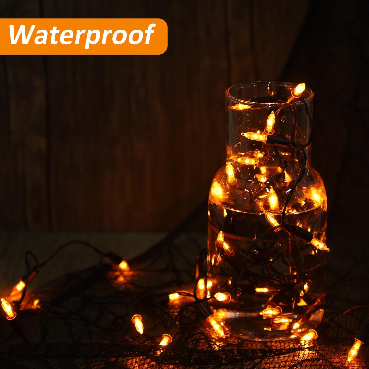 Blissun Halloween Lights  50-Count Black Wire Light Set  Battery Operated Halloween Mini String Light With 8 Modes  16 Ft Fairy Lights For Halloween Tree Garden Wreath Decorations (2 Pack  Orange)