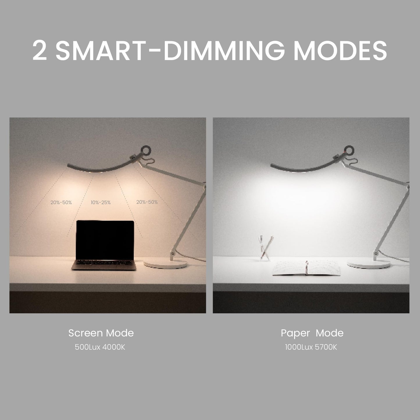 BenQ WiT e-Reading Desk Lamp, Dimmable, 13 Colour Modes, Adjustable Arm, Swing Arm, Matte Silver