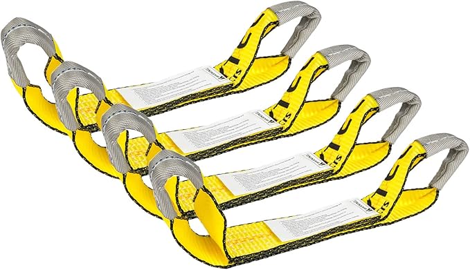 Mytee Products (4 Pack) 2" x 16" Replacement Dog Bone Short Strap | Heavy-Duty 2 Inch Car Tie Down Short Strap with Sewn E...
