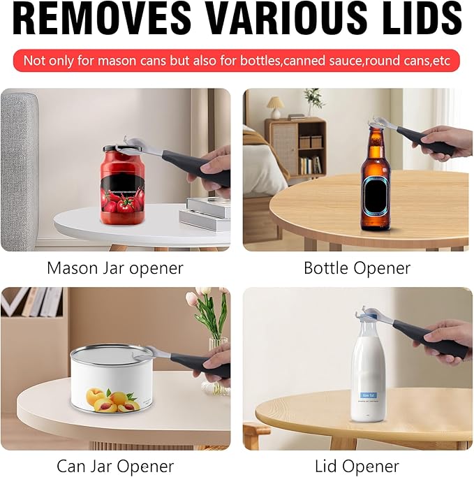 Jar & Bottle Opener for Seniors with Arthritis, 4 Pcs Jar Gripper Pads, No Lid Dents or Damage, Easy-Twist Lid Opener Tool for Weak Hands, Arthritic Hands