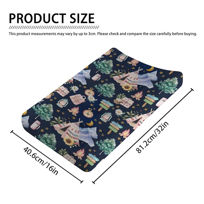 Outdoor Camping Baby Changing Pad Covers for Boy Girl 32''x16'' Summer Campsite Fitted Diaper Change Table Sheets Love Camp Camping Adventure Soft Nursery Baby Changing Pad Table Mats
